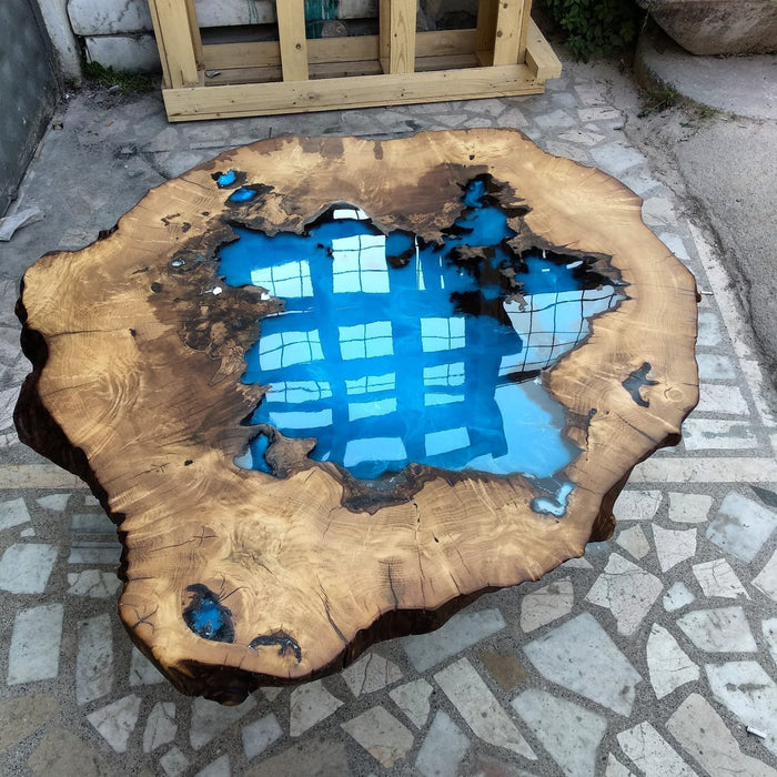 Round Epoxy Coffee Table, Walnut Coffee Table, Epoxy Coffee Table, Epoxy Resin Table, Live Edge Table, Made to Order Custom