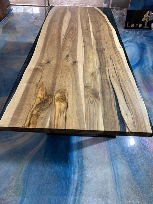 Handmade Epoxy Table, Custom 87" x 36" Natural Walnut Epoxy Table, Epoxy Dining Table, Blue Epoxy Resin Walnut Table, Luxury Dining Table