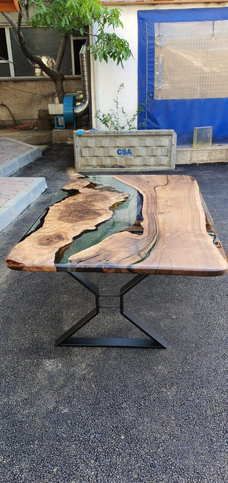 Epoxy Resin Table, Custom 84" x 54" Walnut Table, Clear Epoxy Table, River Dining Table, Live Edge Table, Custom Order for Jacqueline