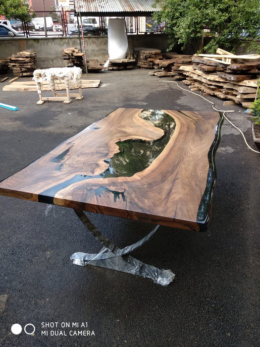 Epoxy Resin Table, Custom 84" x 54" Walnut Table, Clear Epoxy Table, River Dining Table, Live Edge Table, Custom Order for Jacqueline