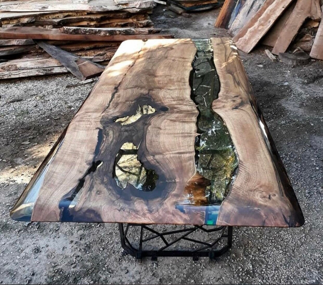 Made to Order Custom Table,  Epoxy Wood Table, Resin Clear Table, Epoxy Walnut Dining Table, Clear Epoxy Table, River Epoxy Dining Table