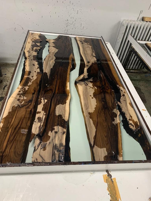 Wooden Table, Handmade Epoxy Table, Custom 72" x 36" Walnut Table, Clear Epoxy Table,  River Table, Made to Order for Katie P