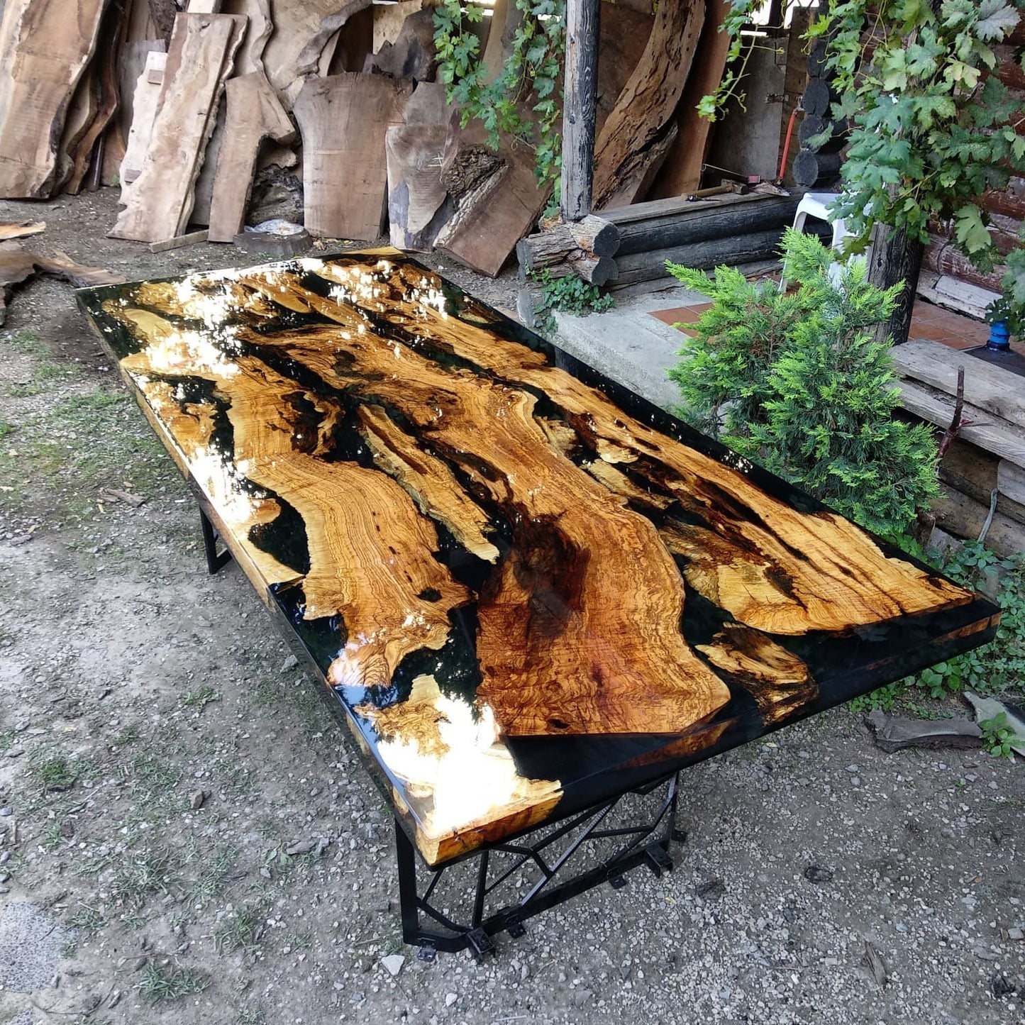 Made to Order Table, Custom Black Epoxy Table, Walnut Epoxy Resin Table, Epoxy Dining Table, Black Epoxy Table, River Epoxy Dining Table