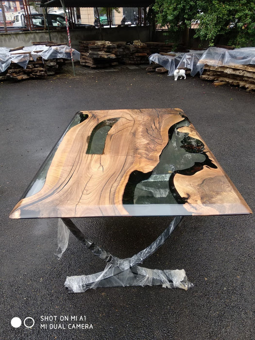 Clear Epoxy, Epoxy Dining Table, Epoxy Resin Table, Custom 60" x 40" Walnut Table, Epoxy River Table, Custom Order for GLEN