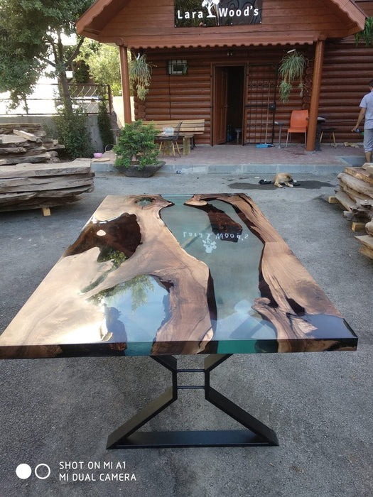 Epoxy Dining Table, Custom 84” x 48” Walnut Table, Clear Epoxy Table,  River Dining Table, Live Edge Table, Custom Order for Clint