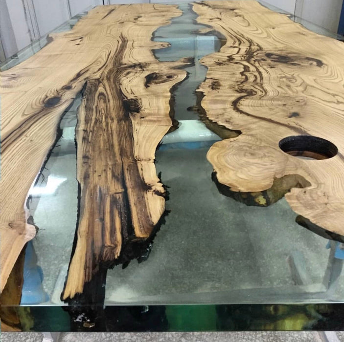 Epoxy River Table, Unique Resin Table, Handmade Walnut Table, Custom 70” x 40” Clear Epoxy Table, River Table, Custom Order for Catherine