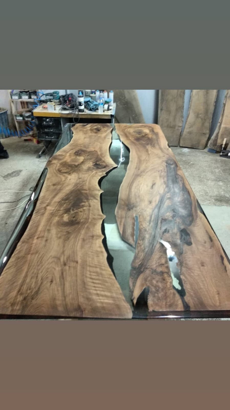 Made to Order Custom Walnut Epoxy Large Conference Room Table, Epoxy Walnut Dining Table, River Epoxy Live Edge Walnut Conference Table