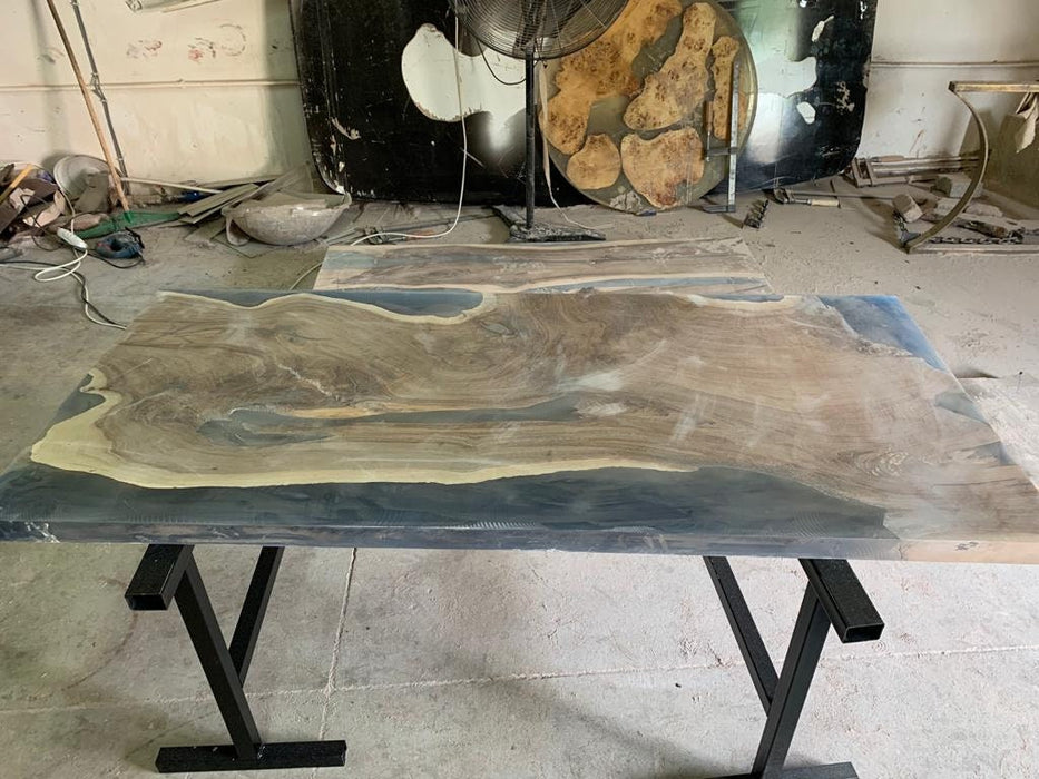 Walnut Dining Table, Custom Black Epoxy Table, Black Epoxy Dining Table, Custom 72” x 30” Walnut River Table, Custom Order for Stephen