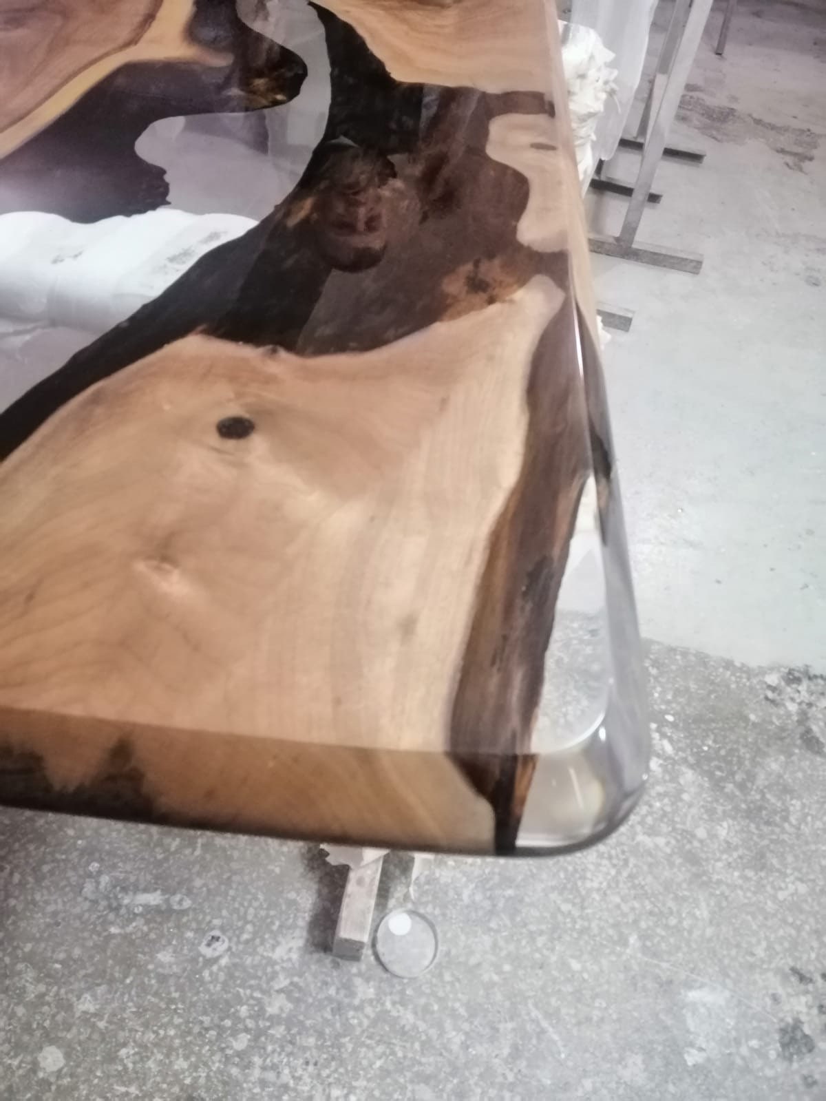 Live Edge Table, River Table, Custom 55” x 32” Walnut Table, Clear Epoxy Table, River Dining Table, Made to Order for Regna