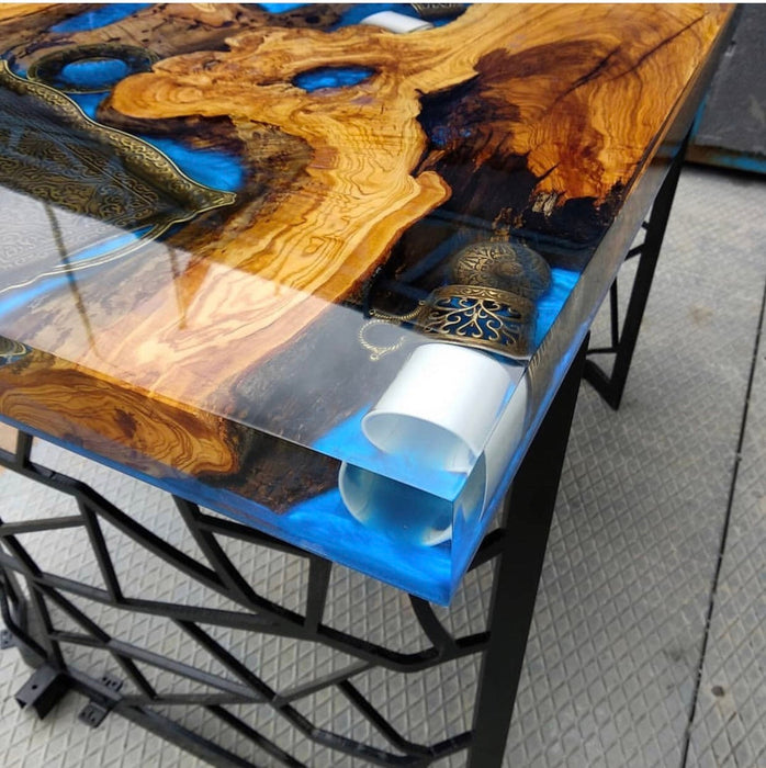 Made to Order Custom Table, Deep Sea Blue River Epoxy Table, Custom Walnut Epoxy Table, Resin Blue Epoxy, River Dining Table, Epoxy Table