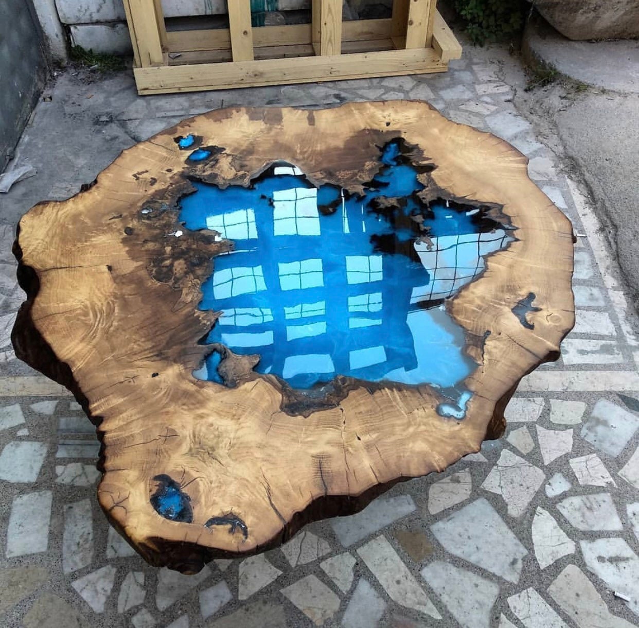 Made to Order Custom Table, Deep Sea Blue River Epoxy Table, Custom Walnut Epoxy Table, Resin Blue Epoxy, River Dining Table, Epoxy Table