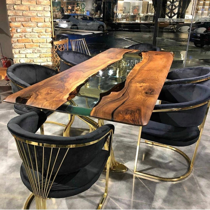 Made to Order Custom Table,  Epoxy Wood Table, Resin Clear Table, Epoxy Walnut Dining Table, Clear Epoxy Table, River Epoxy Dining Table