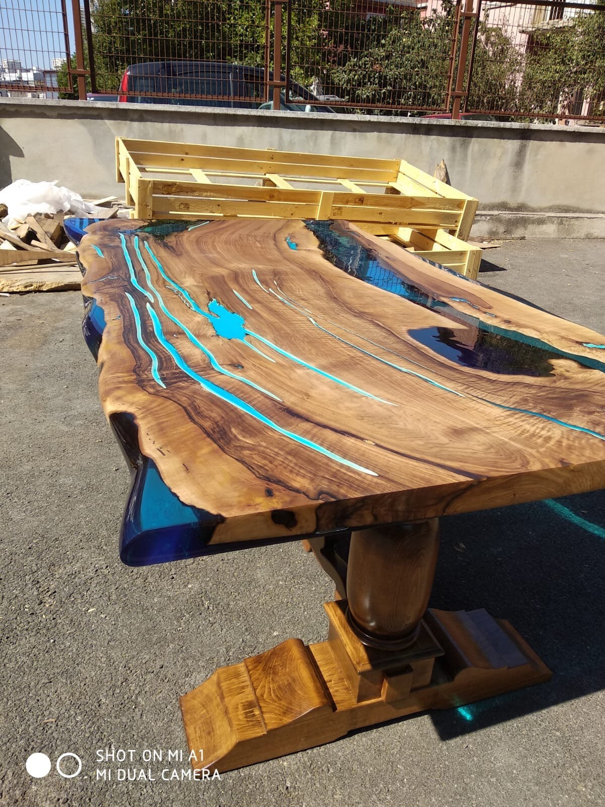 Walnut Dining Table, River Table, Custom 78” x 47” Walnut Blue, Turquoise Epoxy Table, Epoxy River Table, Custom Order for Roxy