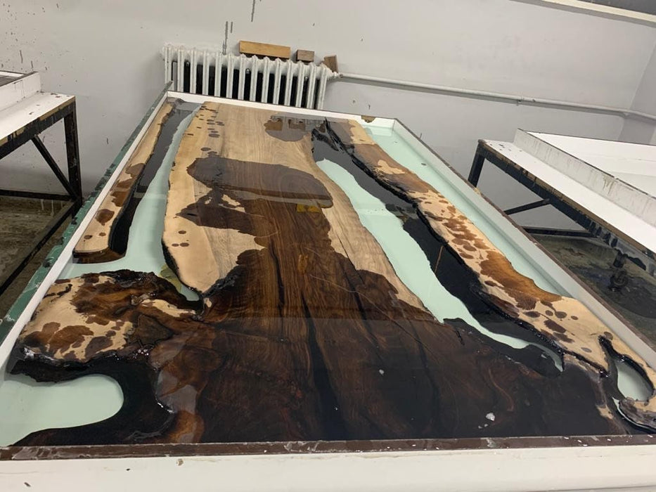 Epoxy Dining Table, Custom 72" x 42" Walnut Table, Ultra Clear Epoxy Table, River Table, Custom  Order for Sandy