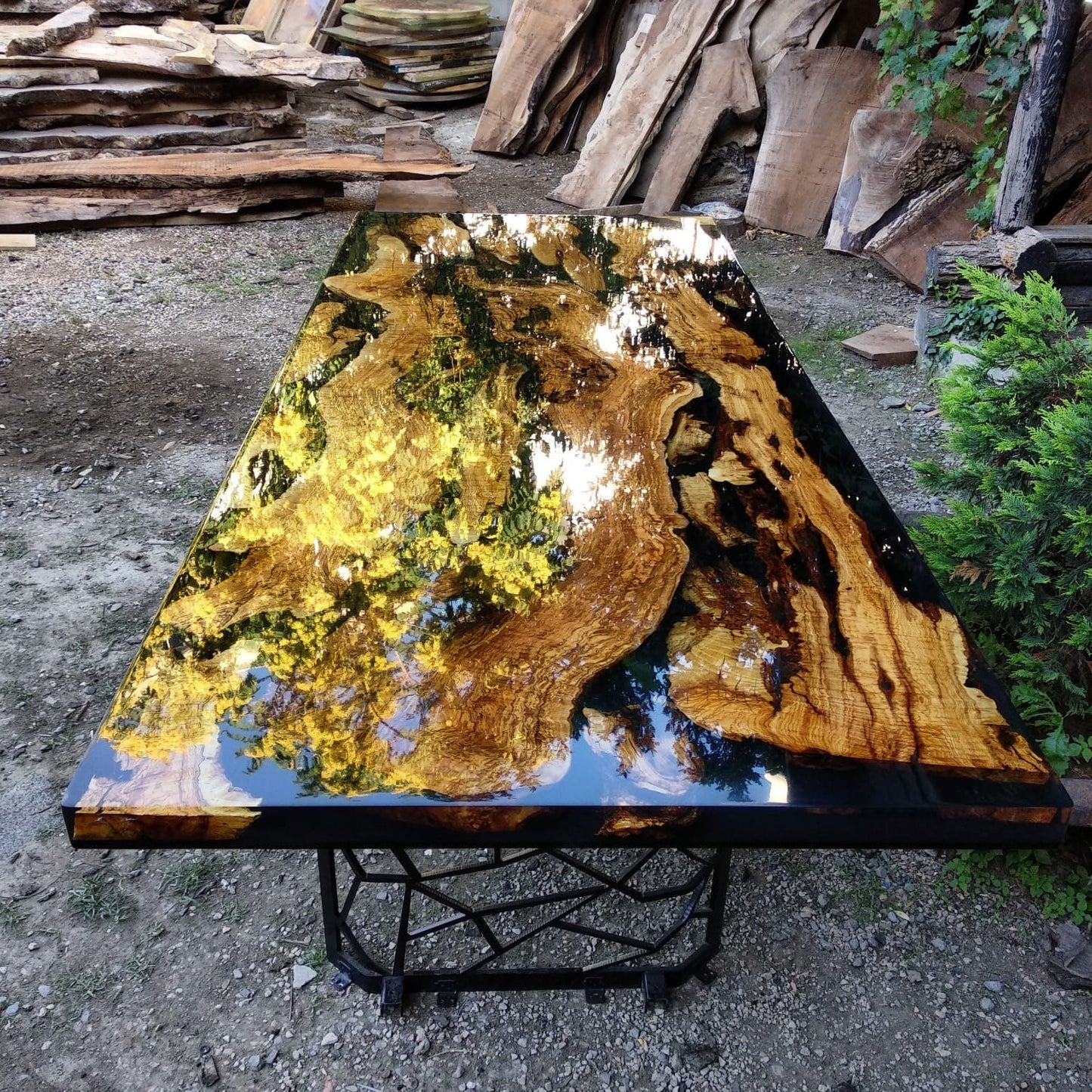 Made to Order Table, Custom Black Epoxy Table, Walnut Epoxy Resin Table, Epoxy Dining Table, Black Epoxy Table, River Epoxy Dining Table