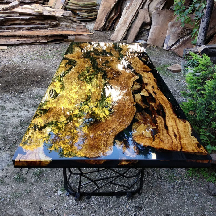 Made to Order Table, Custom Black Epoxy Table, Walnut Epoxy Resin Table, Epoxy Dining Table, Black Epoxy Table, River Epoxy Dining Table