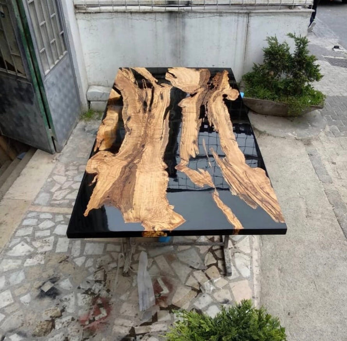 Made to Order Table, Custom Black Epoxy Table, Walnut Epoxy Resin Table, Epoxy Dining Table, Black Epoxy Table, River Epoxy Dining Table