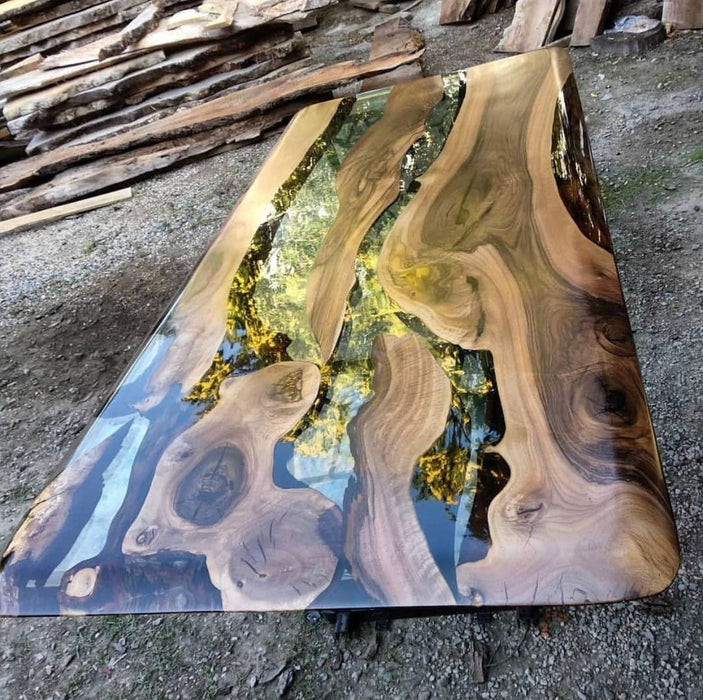Clear Epoxy, Epoxy Dining Table, Epoxy Resin Table, Custom 60" x 40" Walnut Table, Epoxy River Table, Custom Order for GLEN