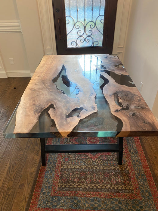 Epoxy Table, Epoxy Dining Table, Walnut Epoxy River Table, Custom 60" x 38" Walnut River Table, Epoxy Dining Table Order for Kristi