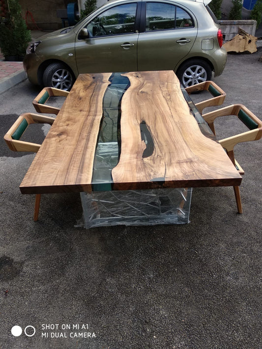 Epoxy River Table, Unique Resin Table, Handmade Walnut Table, Custom 70” x 40” Clear Epoxy Table, River Table, Custom Order for Catherine