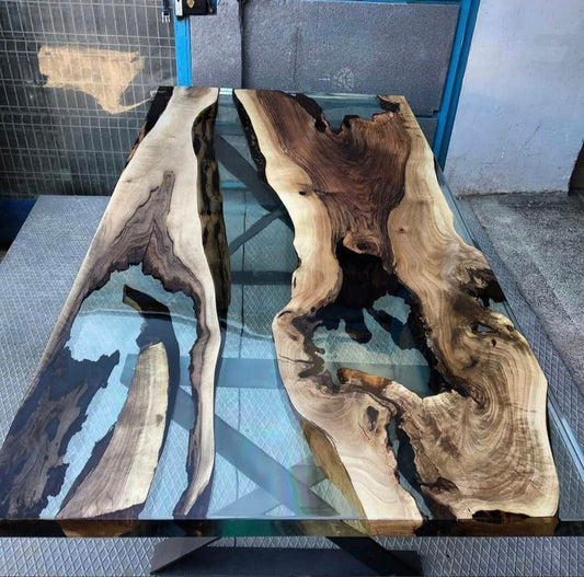 Live Edge Table, River Table, Epoxy Resin Table, Custom 60" x 36" Walnut Wood Smokey Gray Table, Epoxy River Table, Custom Order for J