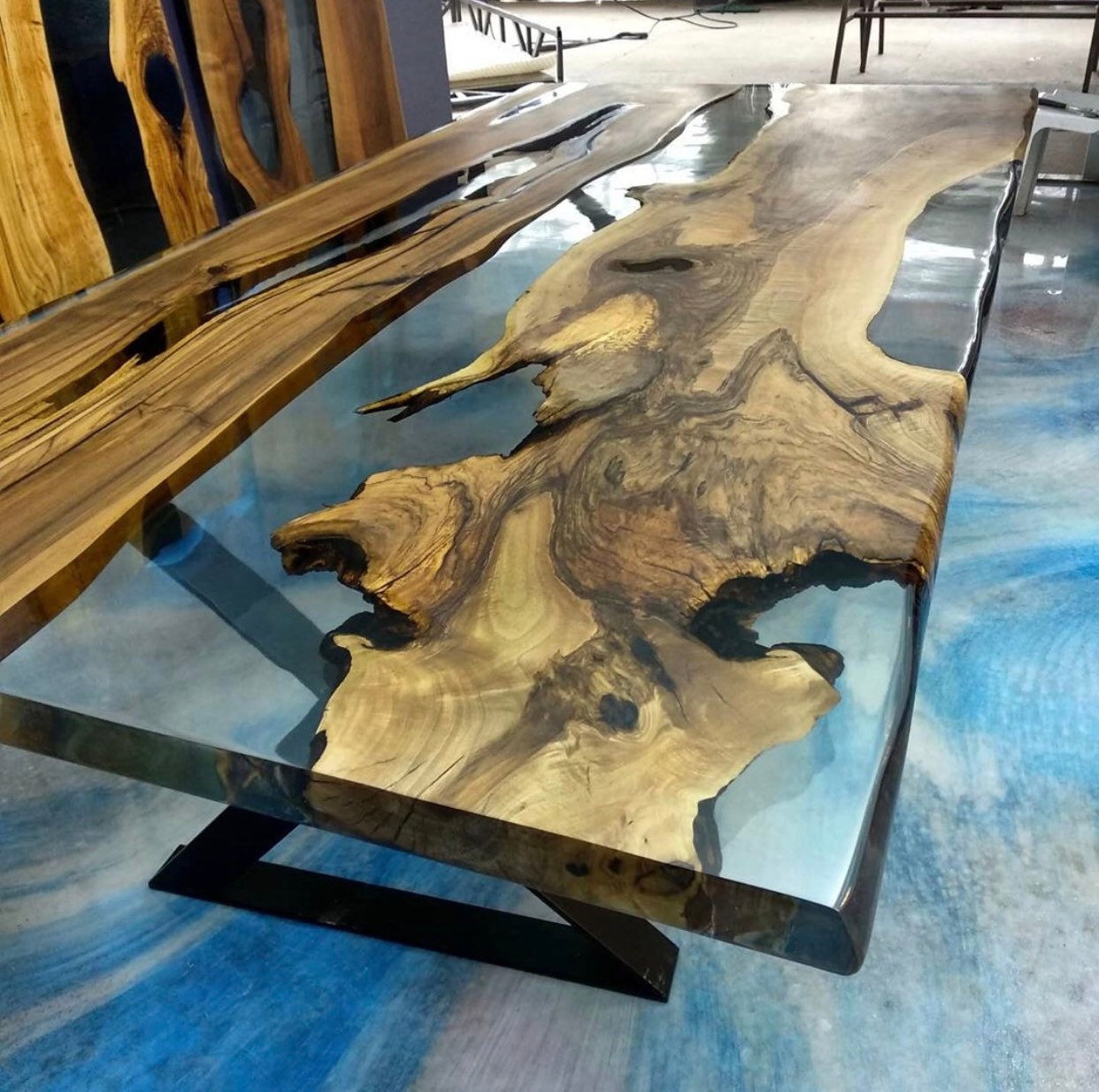 Epoxy River Table, Unique Resin Table, Handmade Walnut Table, Custom 70” x 40” Clear Epoxy Table, River Table, Custom Order for Catherine