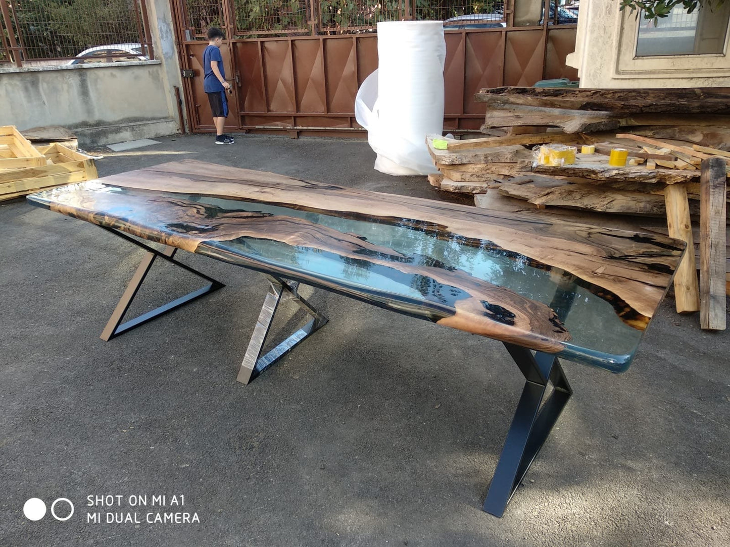 Epoxy Dining Table, Custom 115” x 40” Walnut Table, Clear Epoxy Table, River Table, Live Edge Table, Custom Order for Raj