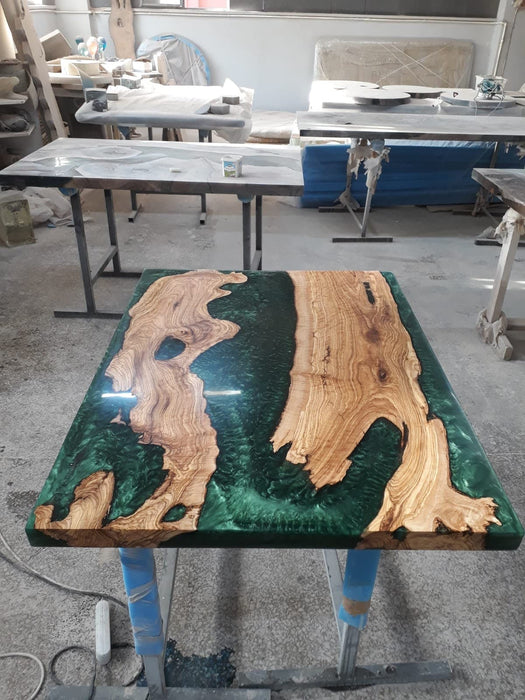 Olive Wood Table, Epoxy Coffee Table, Custom 48” x 36” Olive Emerald Green Table, Epoxy River Coffee Table (3 of 3) Order for Adrienne