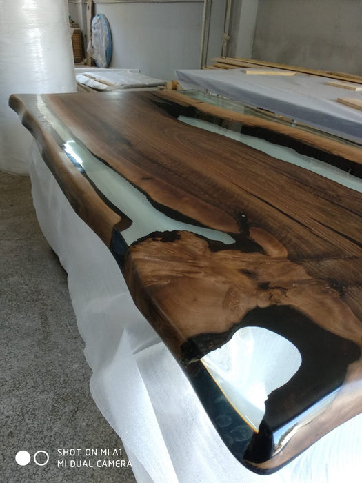 Epoxy Dining Table, Custom 72" x 42" Walnut Table, Ultra Clear Epoxy Table, River Table, Custom  Order for Sandy