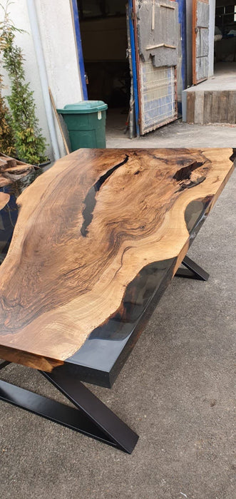 Epoxy Resin River Table, Custom 72" x 42" Walnut Black Epoxy Table,  River Table, Handmade Epoxy Table, Custom Order for Heather