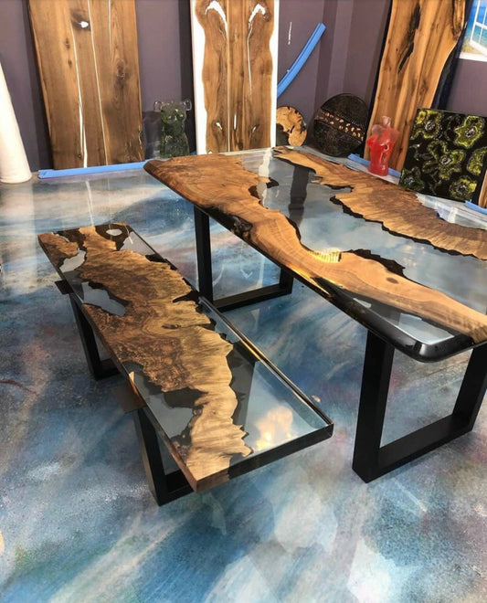 Made to Order Custom Table, Clear Epoxy Resin Table, Epoxy Bench, Epoxy Dining Table, Ultra Clear Epoxy Table , River Epoxy Dining Bench