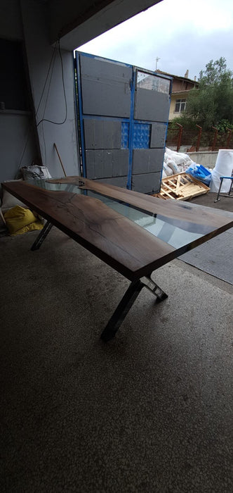 Handmade Epoxy Table, River Table, Live Edge Table, Custom 80” x 36” Walnut Blue Epoxy Table, Epoxy Dining Table,  Order for Dodi
