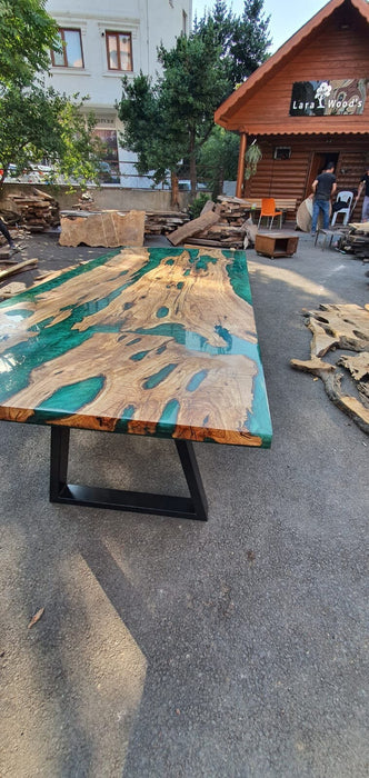 Olive Wood Table, Custom 96” x 42” Olive Emerald Green Table, Epoxy River Dining Table (2 of 3), Epoxy Resin Table, Order for Adrienne
