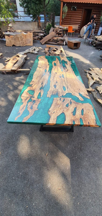 Olive Wood Table, Custom 96” x 42” Olive Emerald Green Table, Epoxy River Dining Table (2 of 3), Epoxy Resin Table, Order for Adrienne