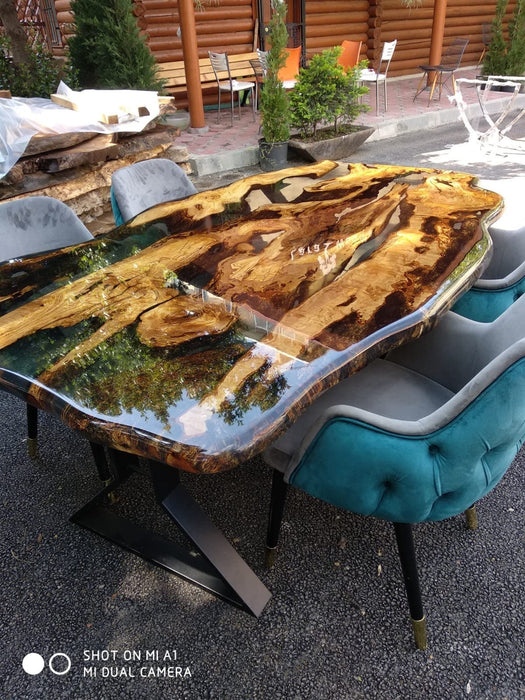 Olive Wood Epoxy Table, Olive Wood Table, Epoxy Dining Table, Epoxy Resin Table, Live Edge Table, Made to Order Custom Table