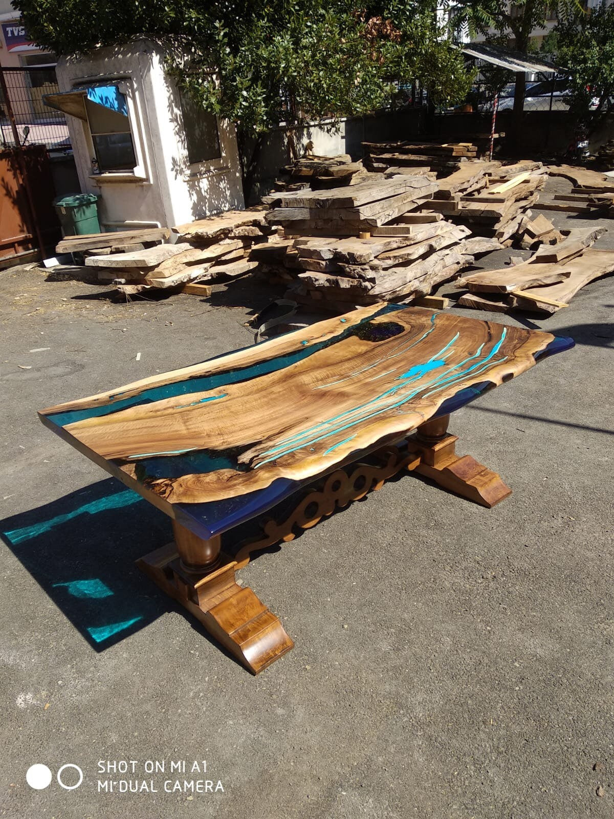 Walnut Dining Table, River Table, Custom 78” x 47” Walnut Blue, Turquoise Epoxy Table, Epoxy River Table, Custom Order for Roxy