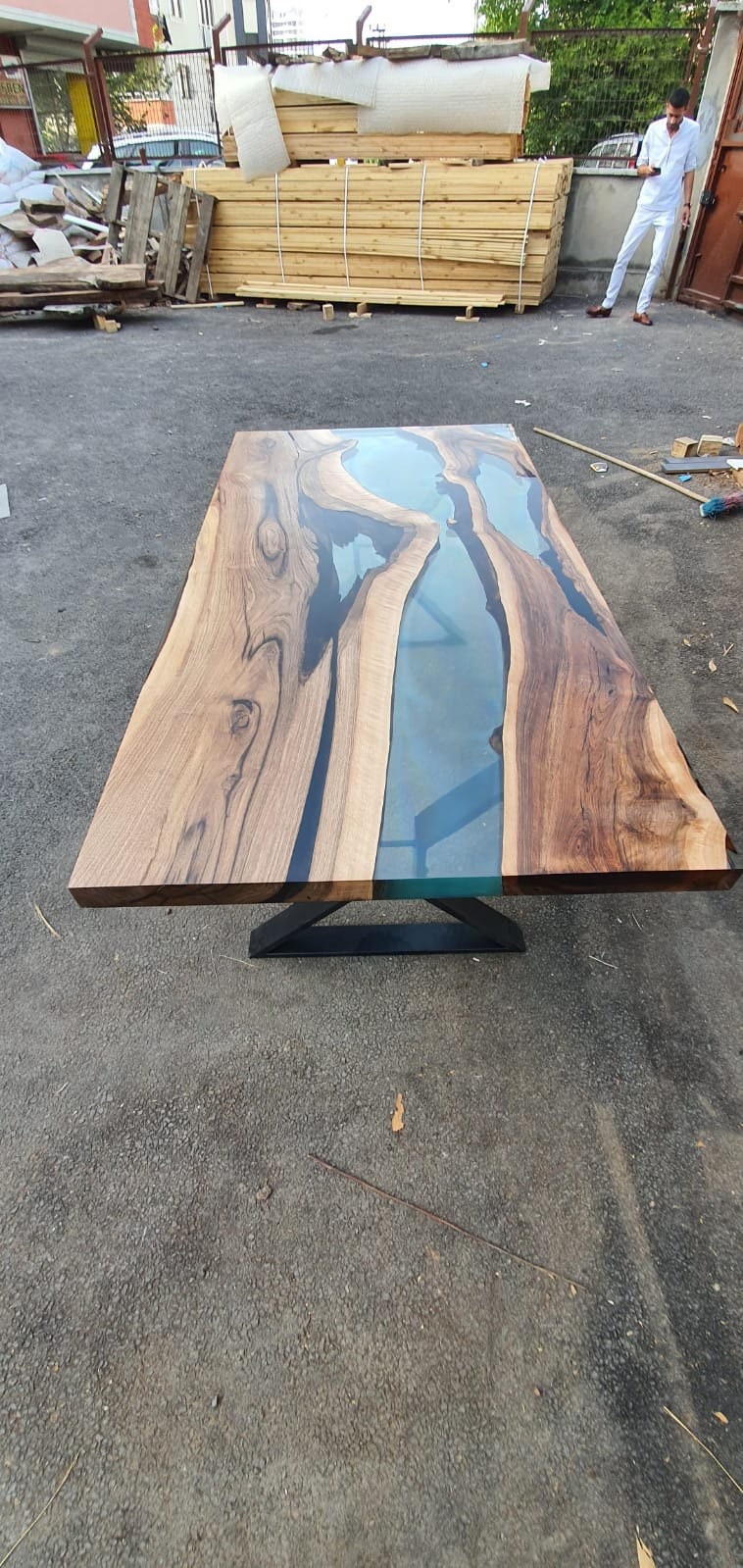 Walnut Dining Table, Custom 70” x 36” Walnut Table, Clear Epoxy Table, River Table, Live Edge Table, Custom Order for Alexis