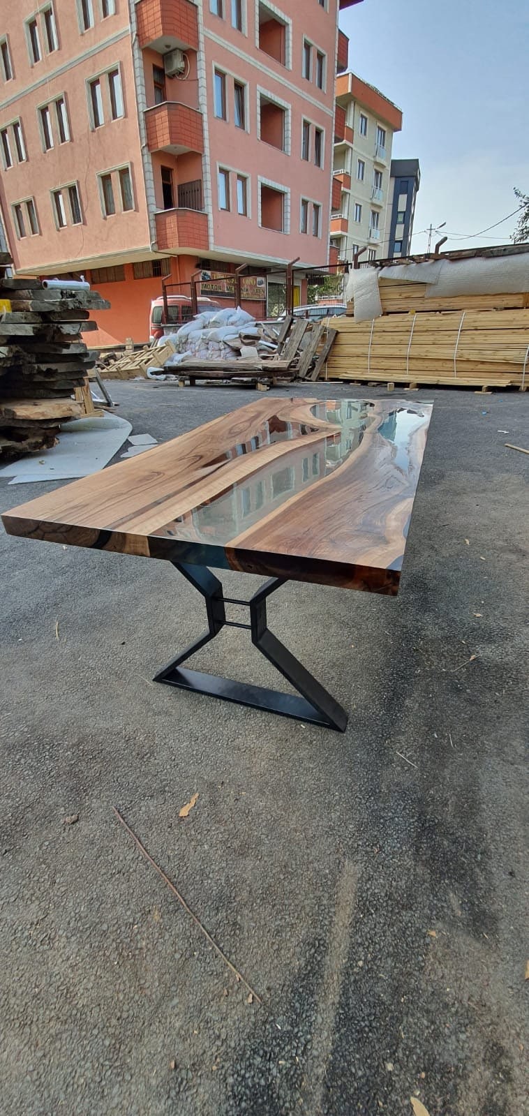 Walnut Dining Table, Custom 70” x 36” Walnut Table, Clear Epoxy Table, River Table, Live Edge Table, Custom Order for Alexis