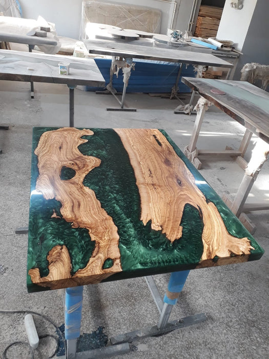 Olive Wood Table, Epoxy Coffee Table, Custom 48” x 36” Olive Emerald Green Table, Epoxy River Coffee Table (3 of 3) Order for Adrienne