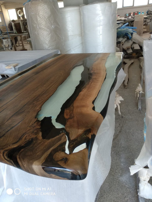 Epoxy Dining Table, Custom 72" x 42" Walnut Table, Ultra Clear Epoxy Table, River Table, Custom  Order for Sandy