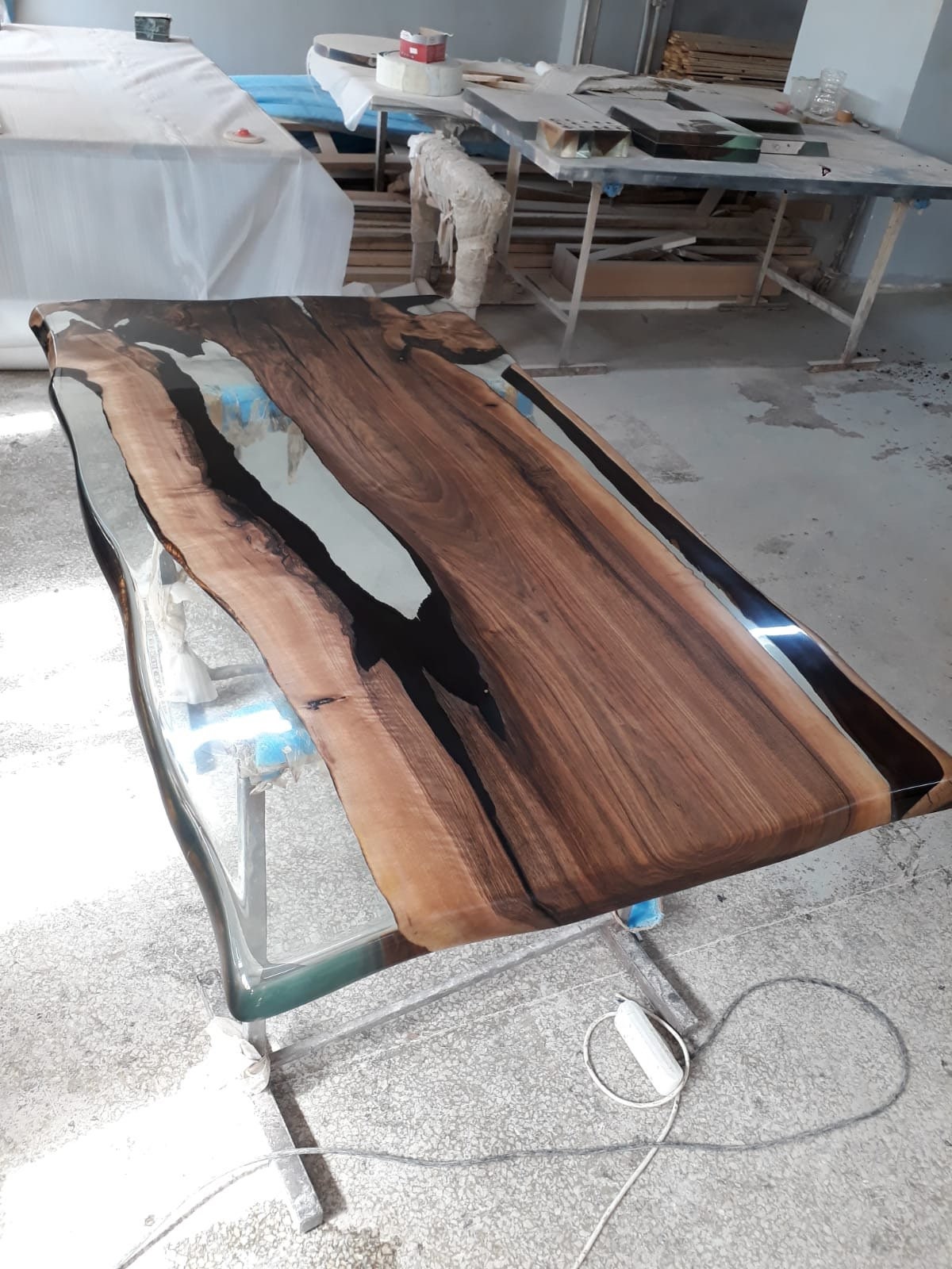 Epoxy Dining Table, Custom 72" x 42" Walnut Table, Ultra Clear Epoxy Table, River Table, Custom  Order for Sandy