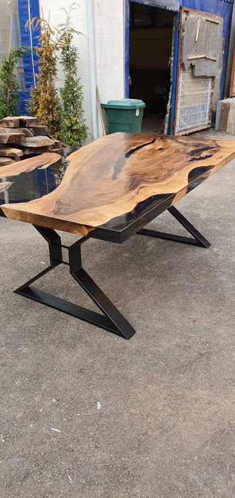Epoxy Resin River Table, Custom 72" x 42" Walnut Black Epoxy Table,  River Table, Handmade Epoxy Table, Custom Order for Heather