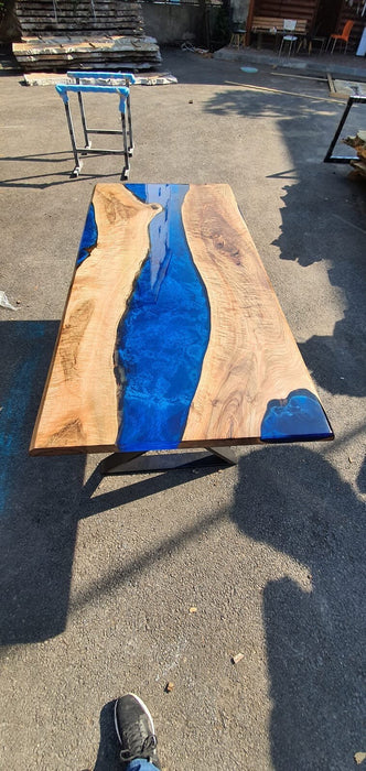 Handmade Epoxy Table, Custom 70” x 35” Walnut Deep Blue with Ocean Wawes Table,  Epoxy River Dining Table, River Table,  Order for Lee