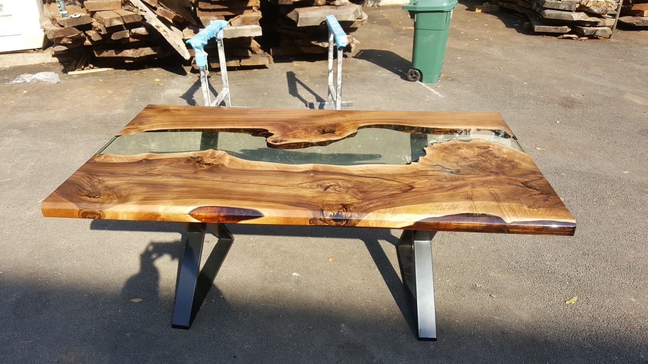 Walnut Dining Table, Custom 70” x 40” Table,  Walnut Clear Epoxy Table, River Table, Live Edge Table, Custom Order for Breanne