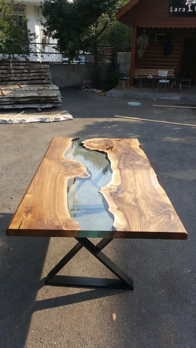 Walnut Dining Table, Custom 70” x 40” Table,  Walnut Clear Epoxy Table, River Table, Live Edge Table, Custom Order for Breanne