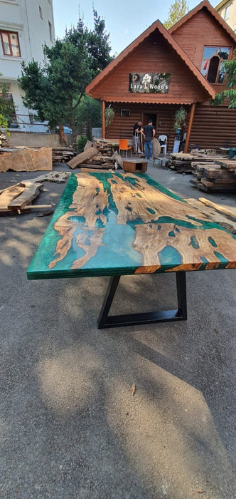 Olive Wood Table, Custom 96” x 42” Olive Emerald Green Table, Epoxy River Dining Table (2 of 3), Epoxy Resin Table, Order for Adrienne