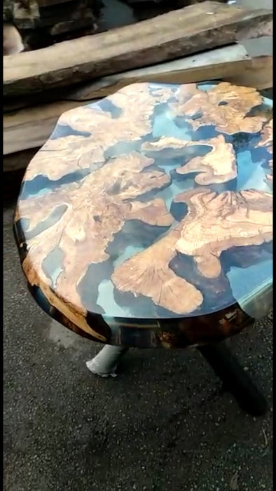 Olive Wood Epoxy Table, Custom 40” Diameter Round Table, Olive Wood Table, Clear Epoxy Dining Table, Live Edge Table, Custom  Order for Lee