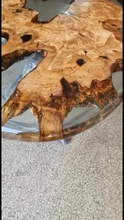 Olive Wood Coffee Table, Epoxy Coffee Table, Custom 48” Diameter Round Table, Olive Wood Epoxy Coffee Table, Custom Order for Carole