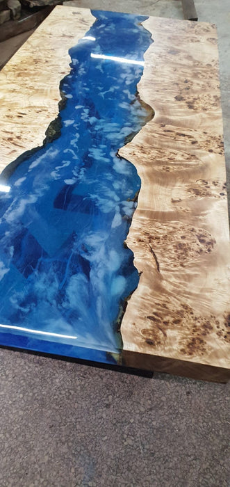 Epoxy Table, Epoxy Dining Table, Poplar Epoxy River Table, Custom 54” x 24” Poplar Blue Table, Epoxy Table, Custom Order for VN