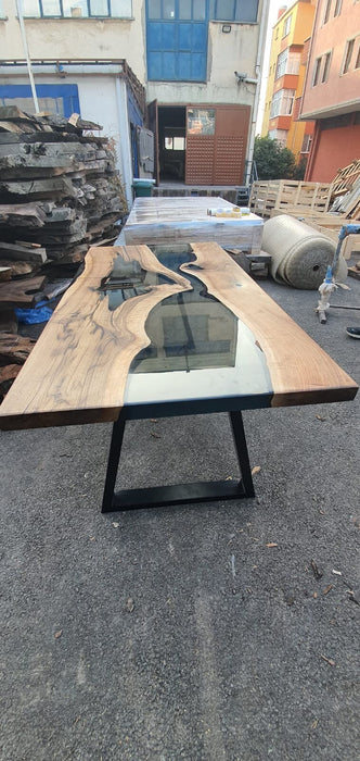 River Table, Live Edge Table, Epoxy Resin Table, Custom 72” x 36” Walnut Smoke Gray Table, Epoxy River Table, Resin Table Order for Scindia